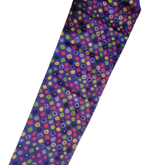 Vtg Hand-Printed Silk Neck Scarf With Colorful Geometric Pattern Japan Acetate - Picture 11 of 16